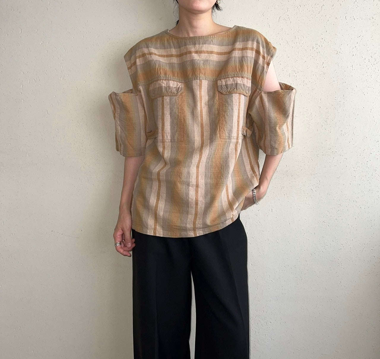90s EURO Striped Blouse