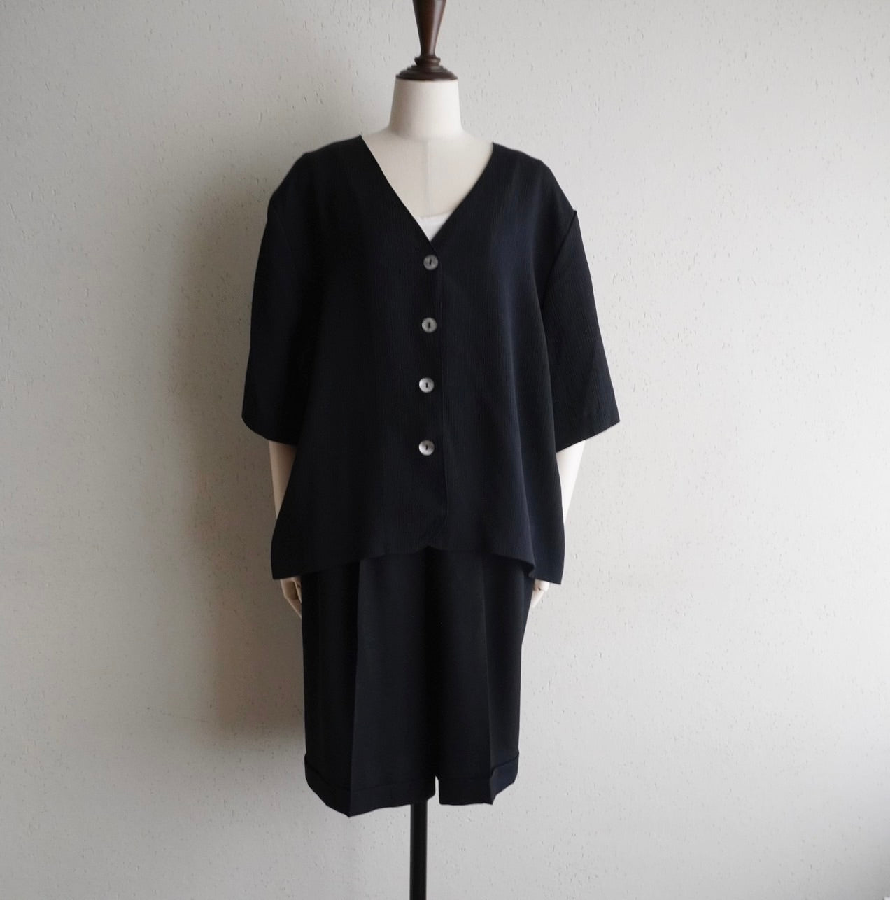 90s Black Blouse Made in USA Dead Stock