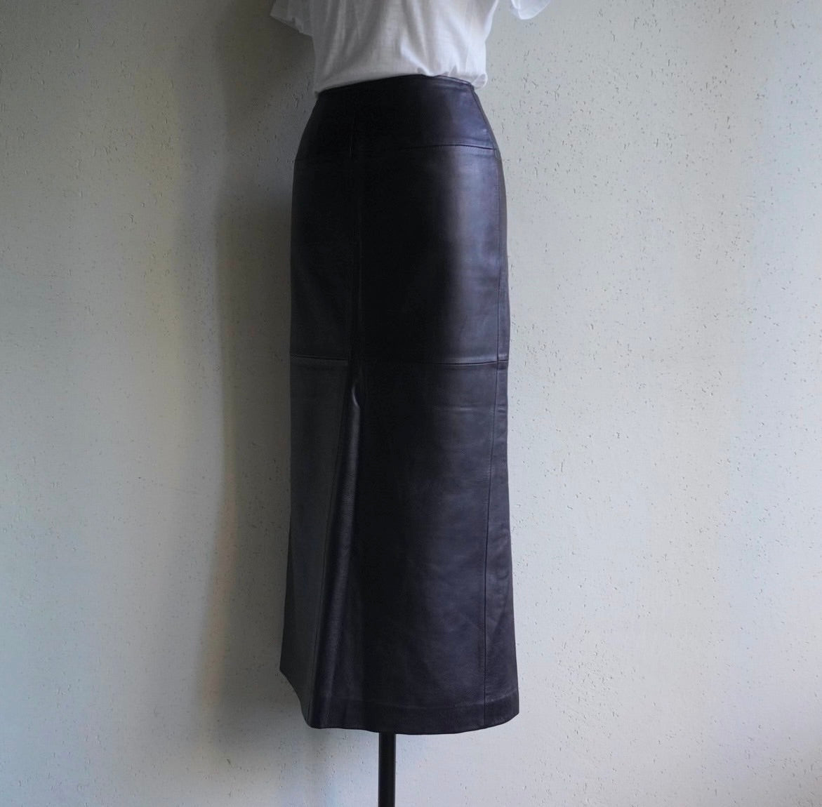 90s Black Leather Skirt