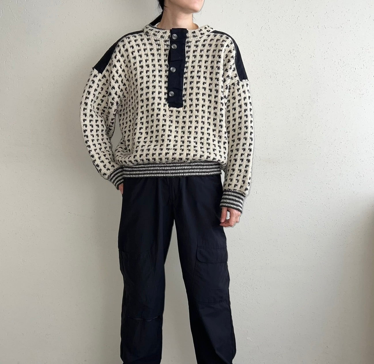 80s Black x White Knit Made in Norway