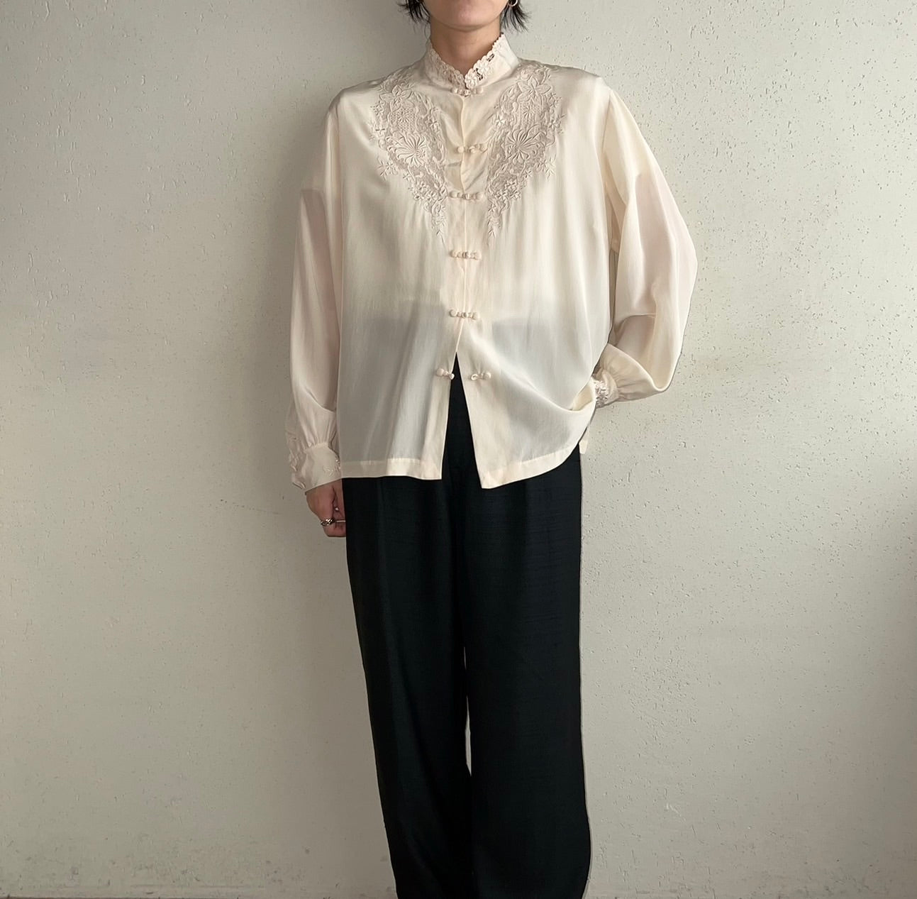 70s Silk Asian Design Blouse