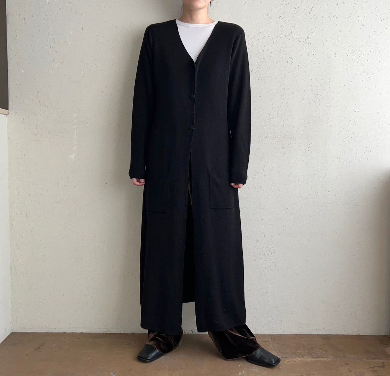 90s Black Long Cardigan