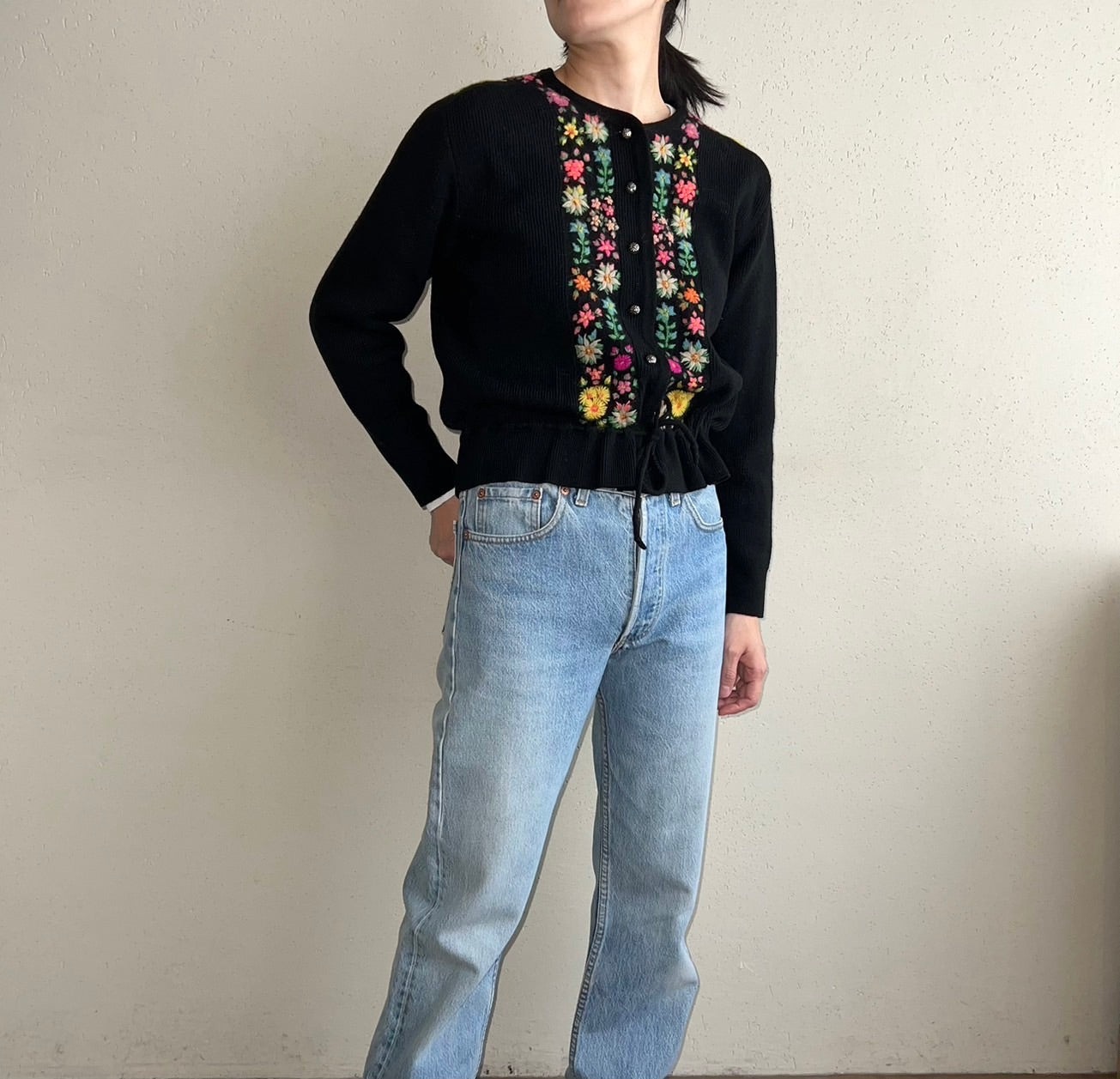 80s Embroidery Knit Cardigan
