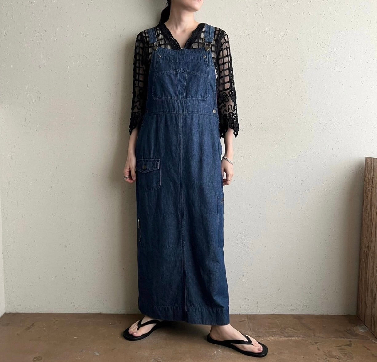 90s Denim Jumper Dress Made in USA
