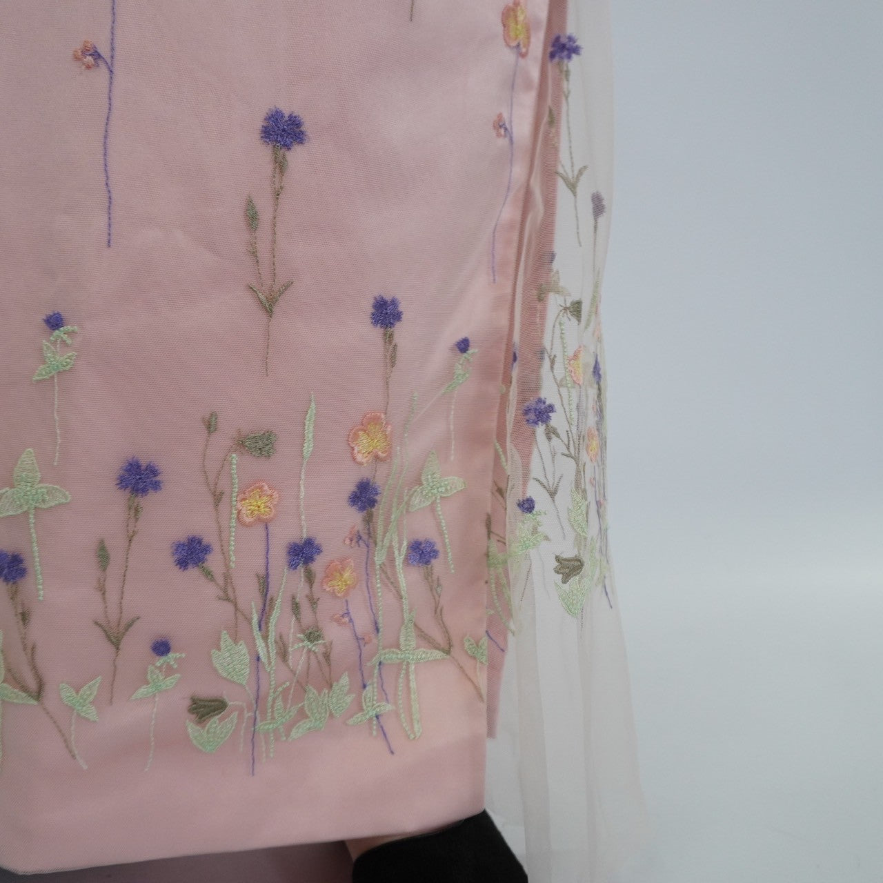 90s Embroidery Sheer Maxi Skirt