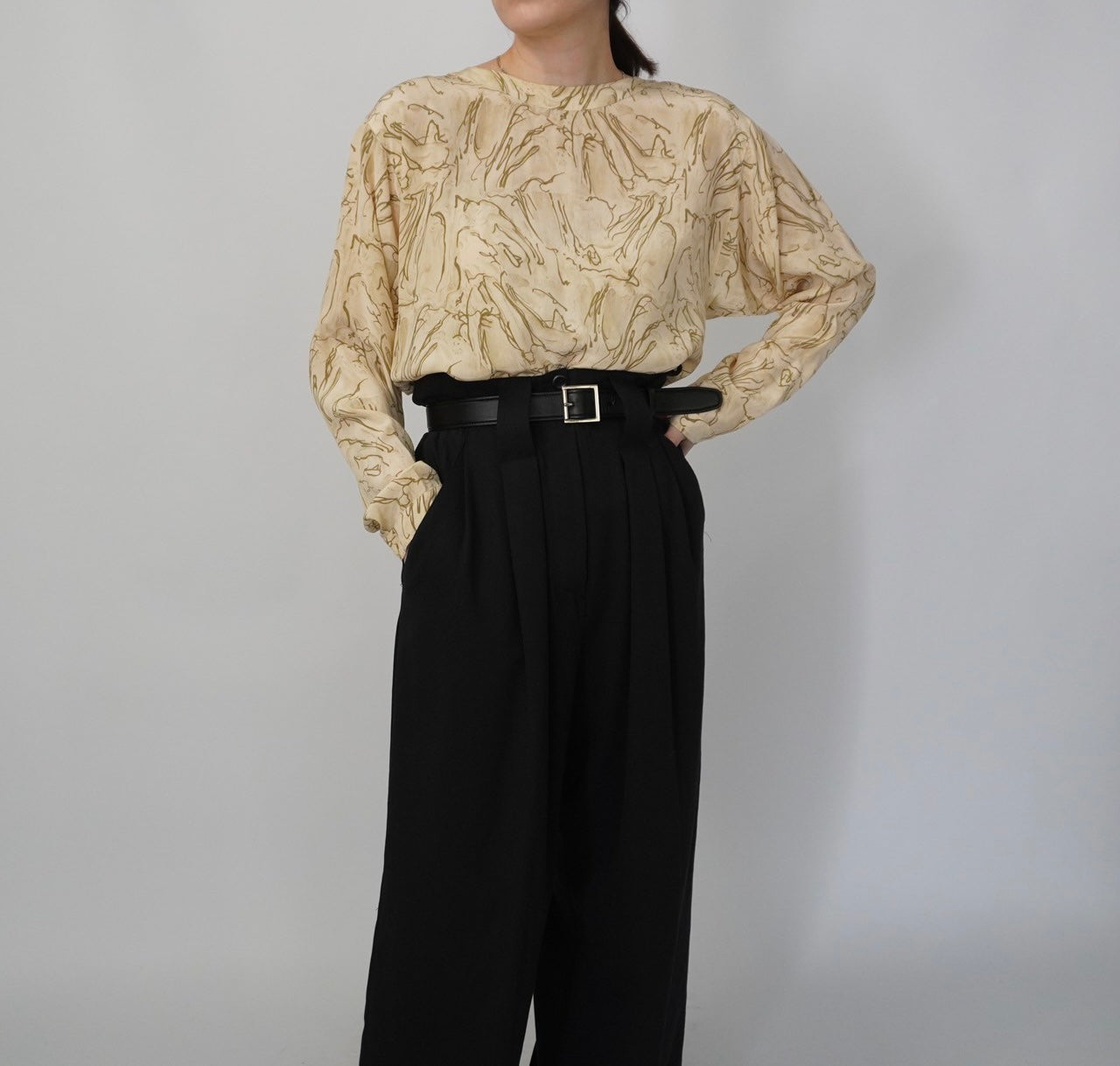 80s Silk Pattern Blouse