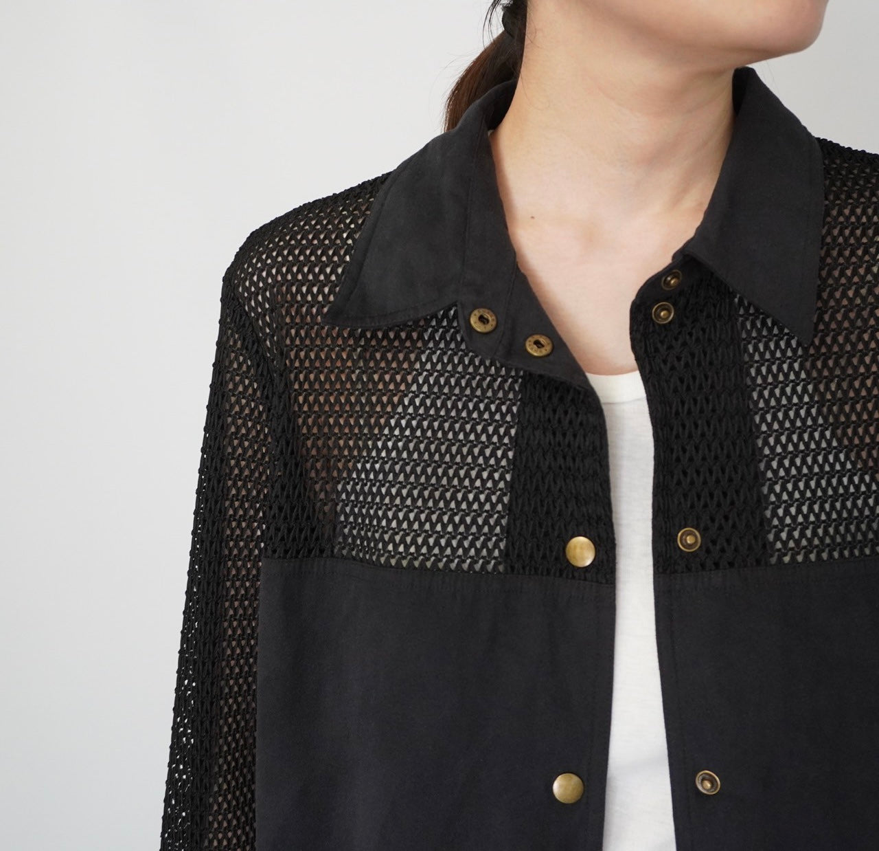 90s Black Mesh Design Shirt, Jacket