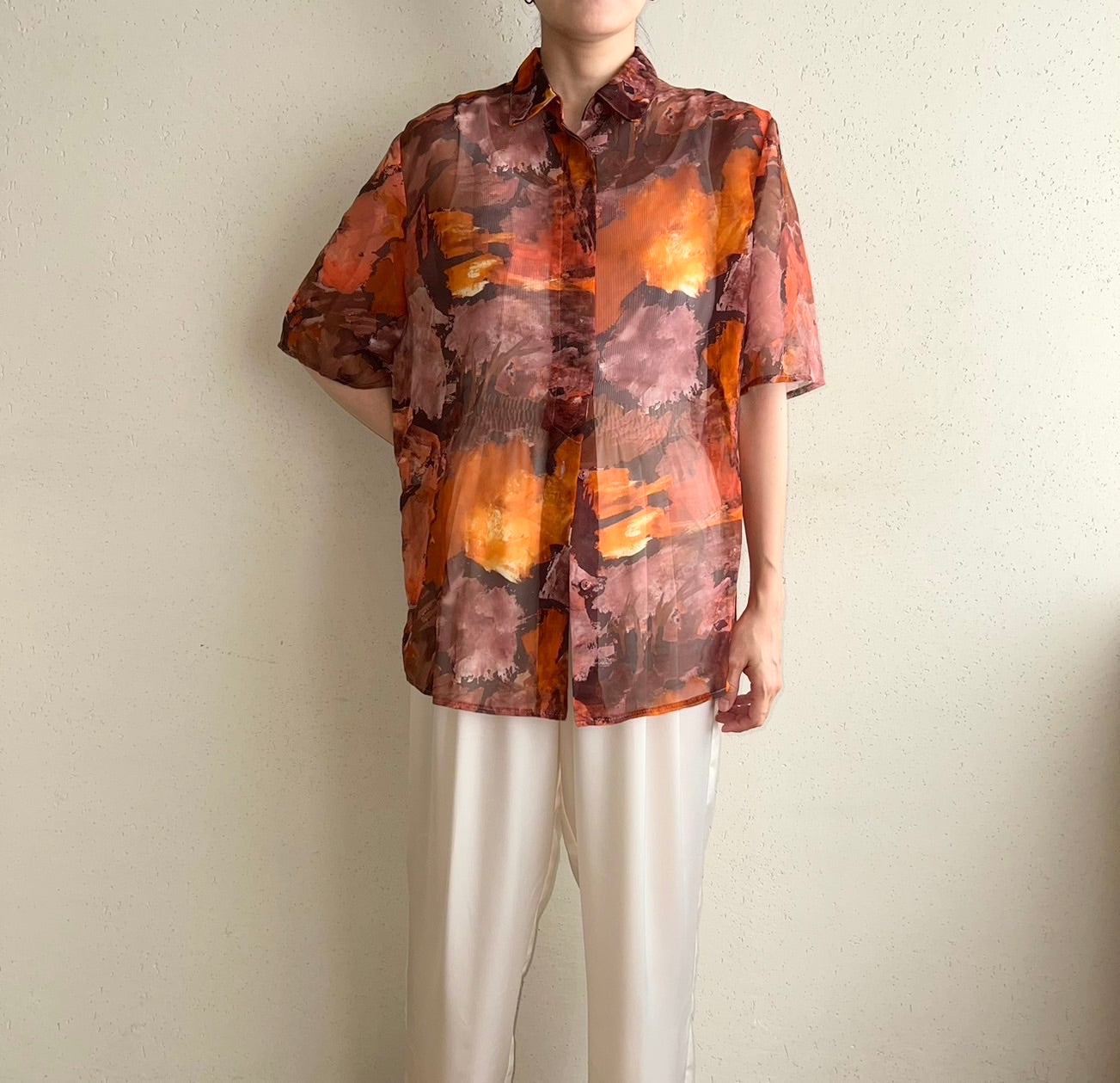 90s Printed Sheer Shirt