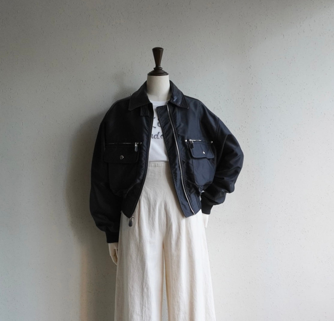 90s Nylon×Leather Jacket Made in USA