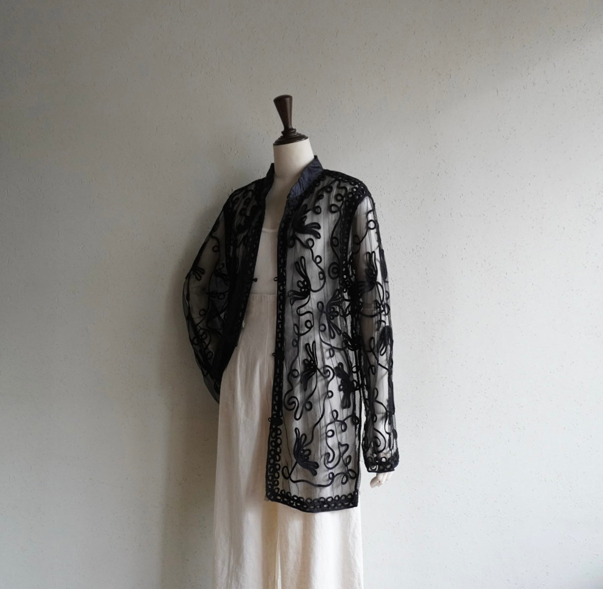 90s Black Cord Lace Blouse