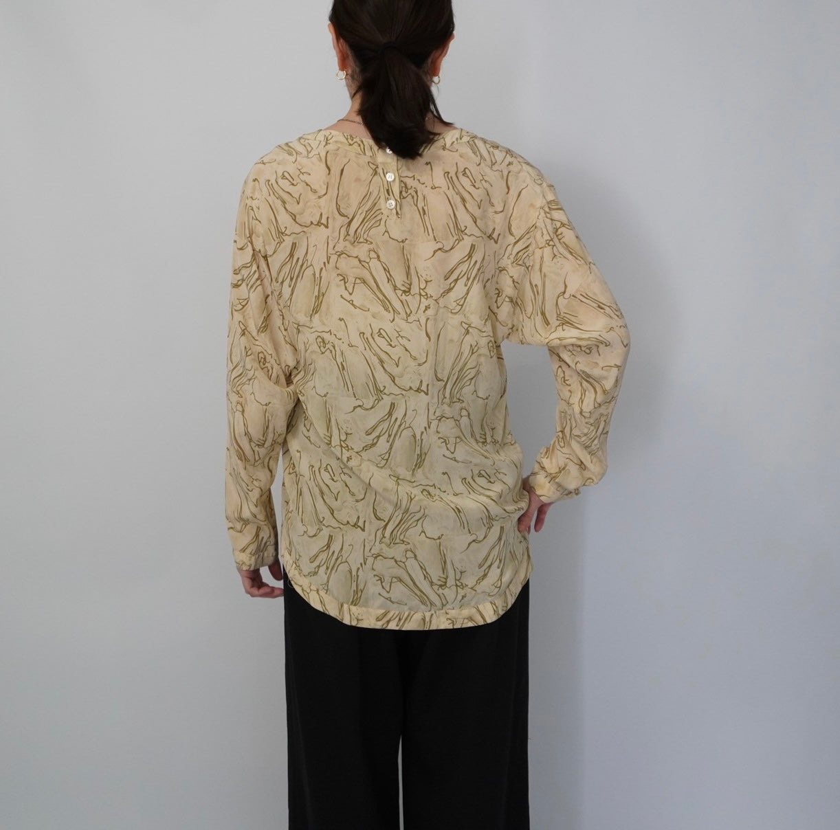 80s Silk Pattern Blouse