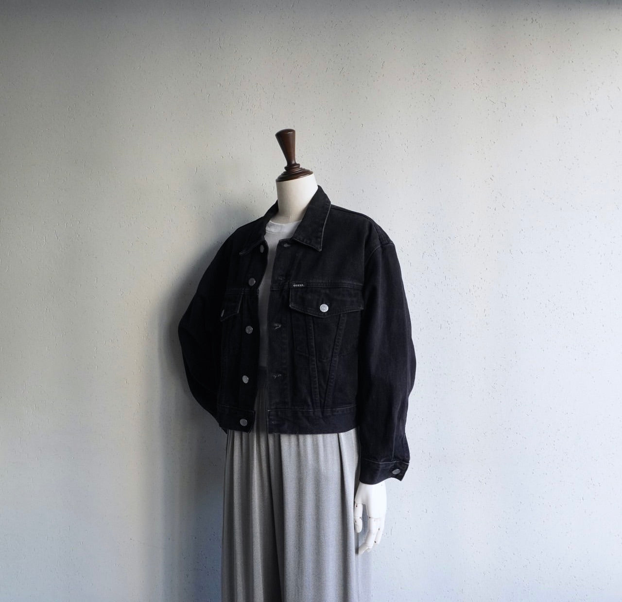 90s "GUESS" Black Denim Jacket Made in USA