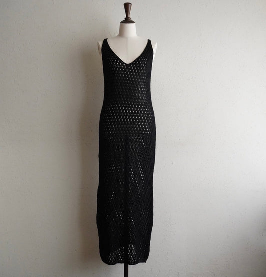 90s Black Crochet Dress Made in Italy