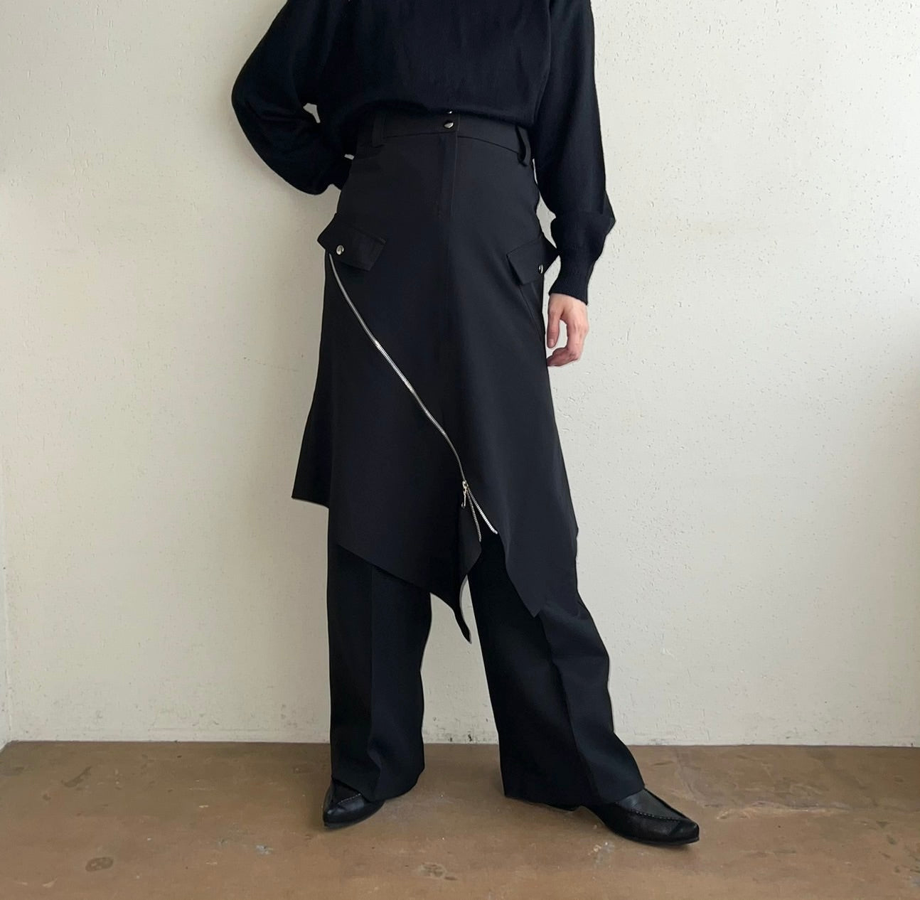 90s Zipped Design Skirt Made in France