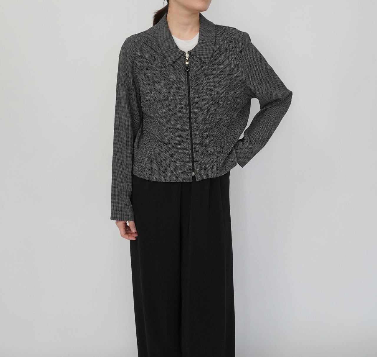 90s Pleat Zip Shirt,Jacket