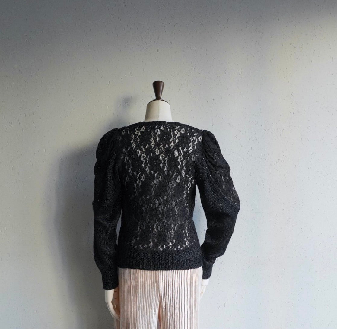 80s Black Design Knit