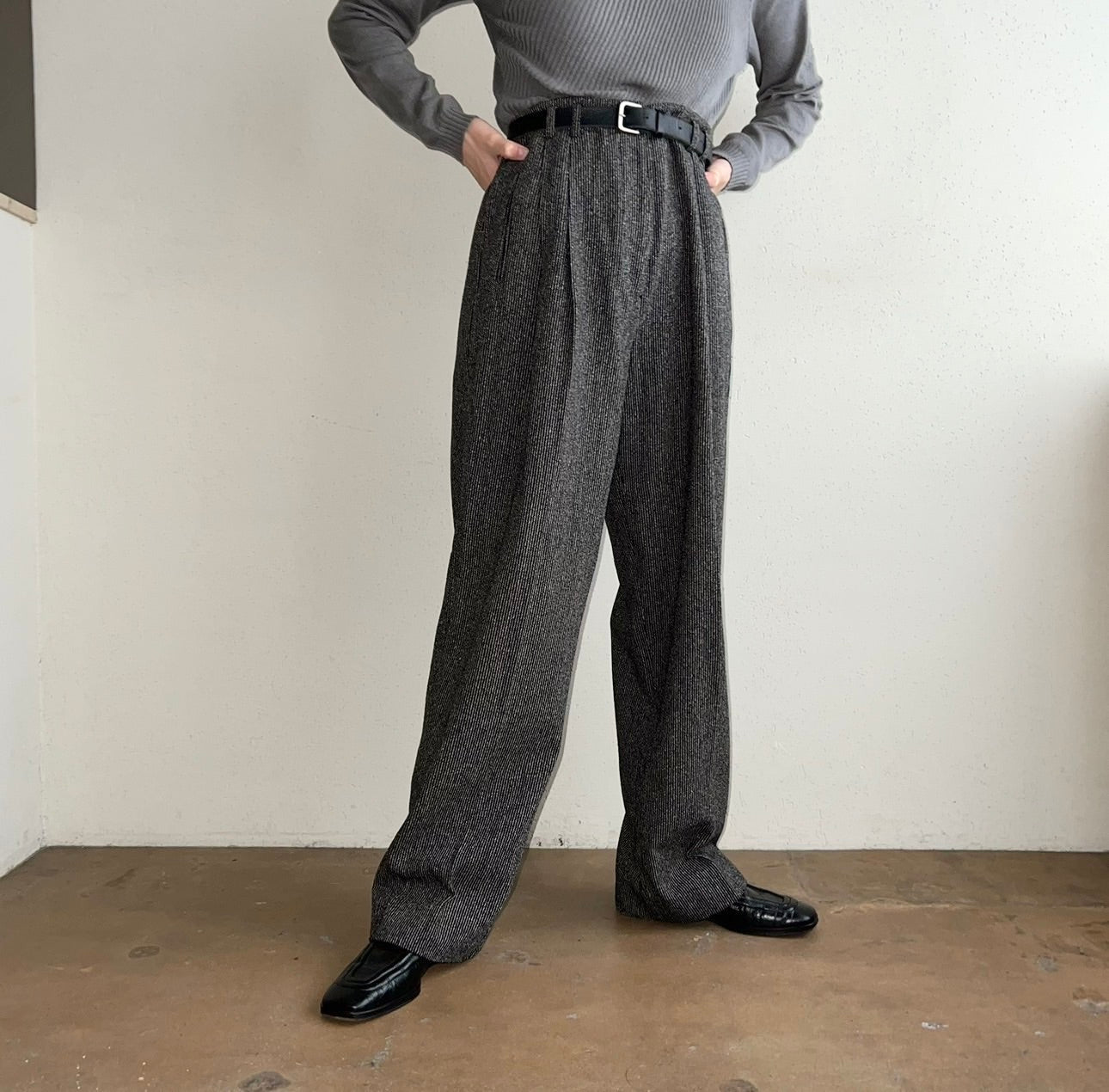 90s "AKA Eddie Bauer" Silk wool Mix Wide Pants