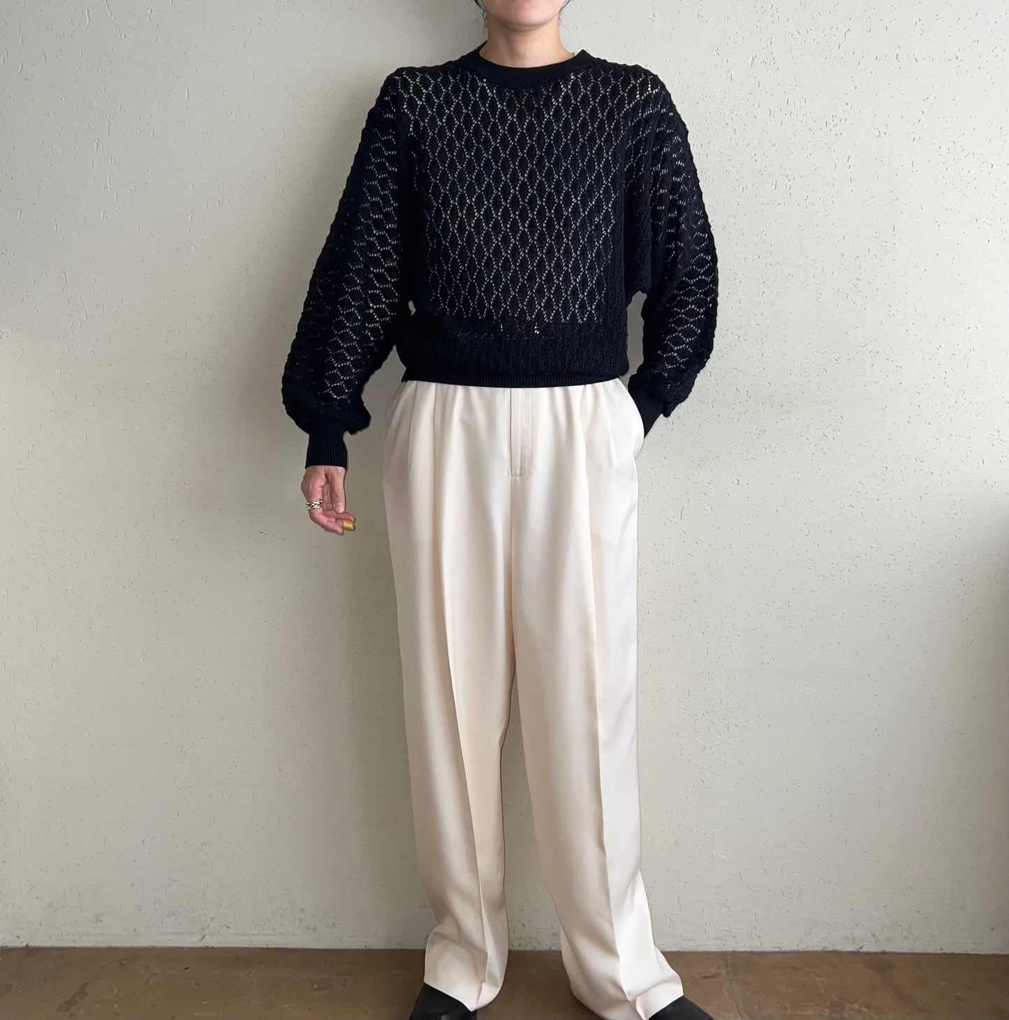 70s Crochet Knit Top Made in USA