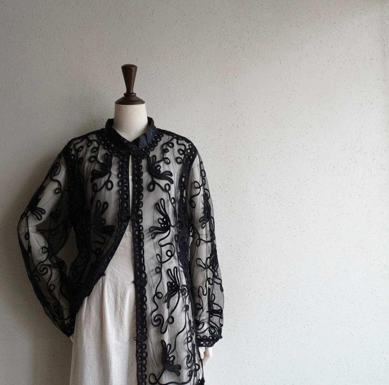 90s Black Cord Lace Blouse