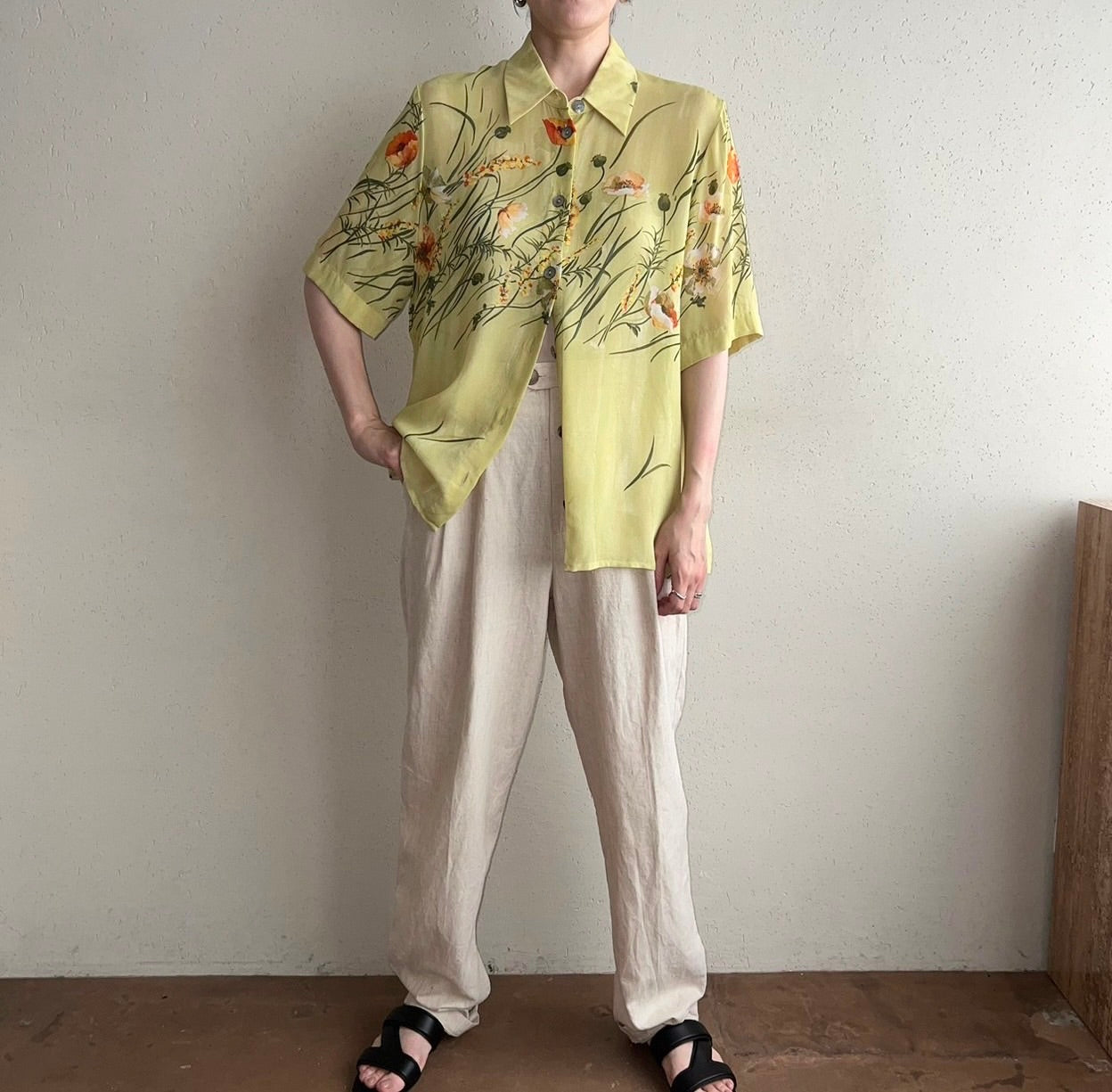 90s EURO Printed Sheer Shirt
