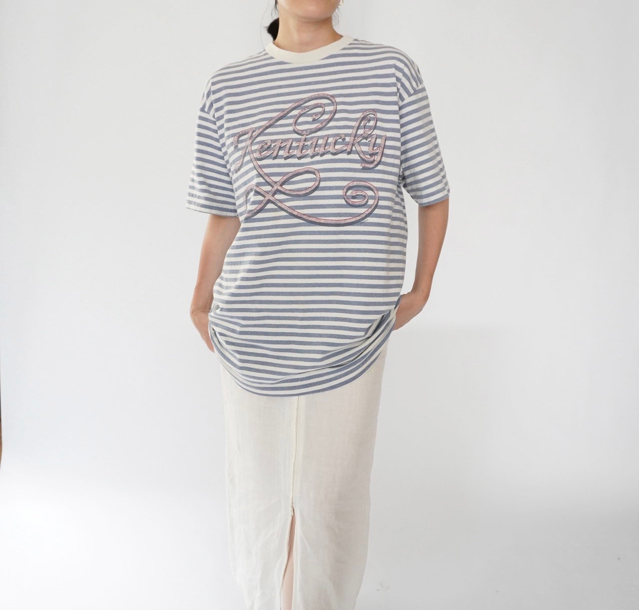 90s Striped Print T-shirt