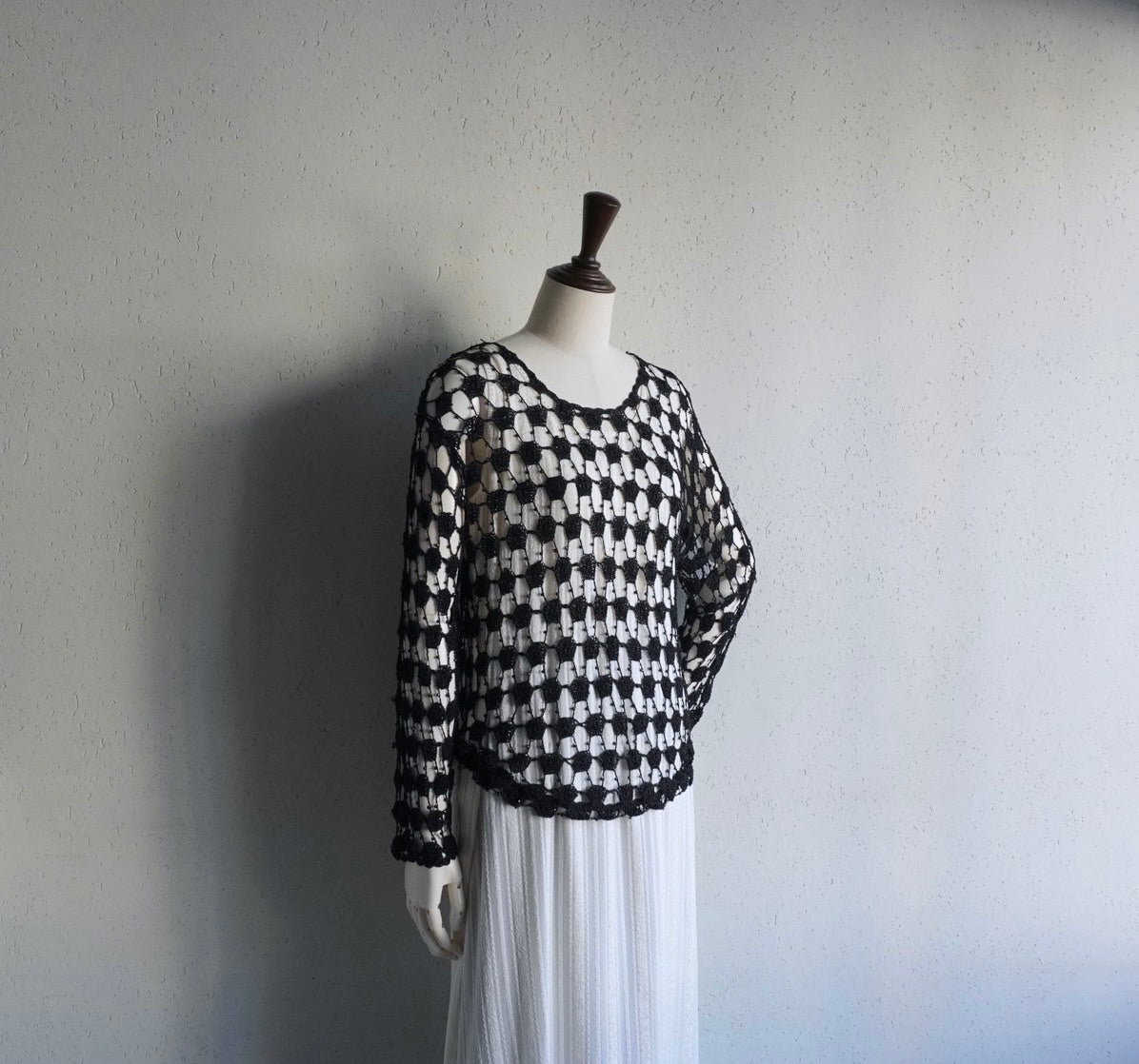 80s Black Crochet Top