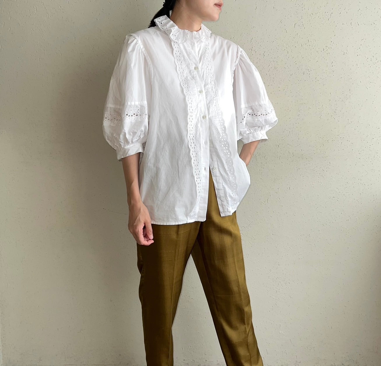 80s EURO Lace Design Blouse
