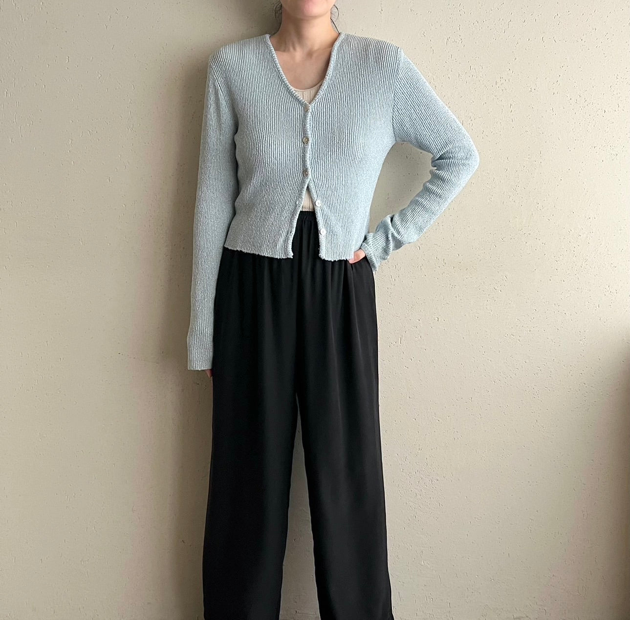 90s Ribbed Cardigan Made in USA