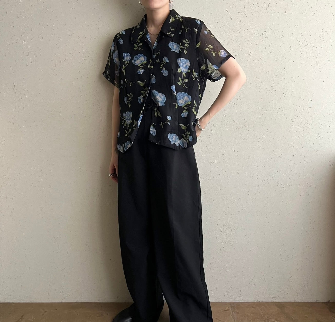 90s Printed Sheer Shirt