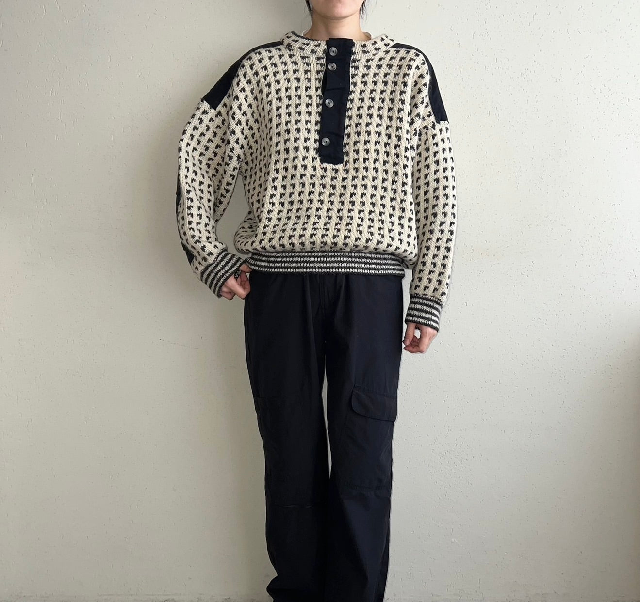 80s Black x White Knit Made in Norway
