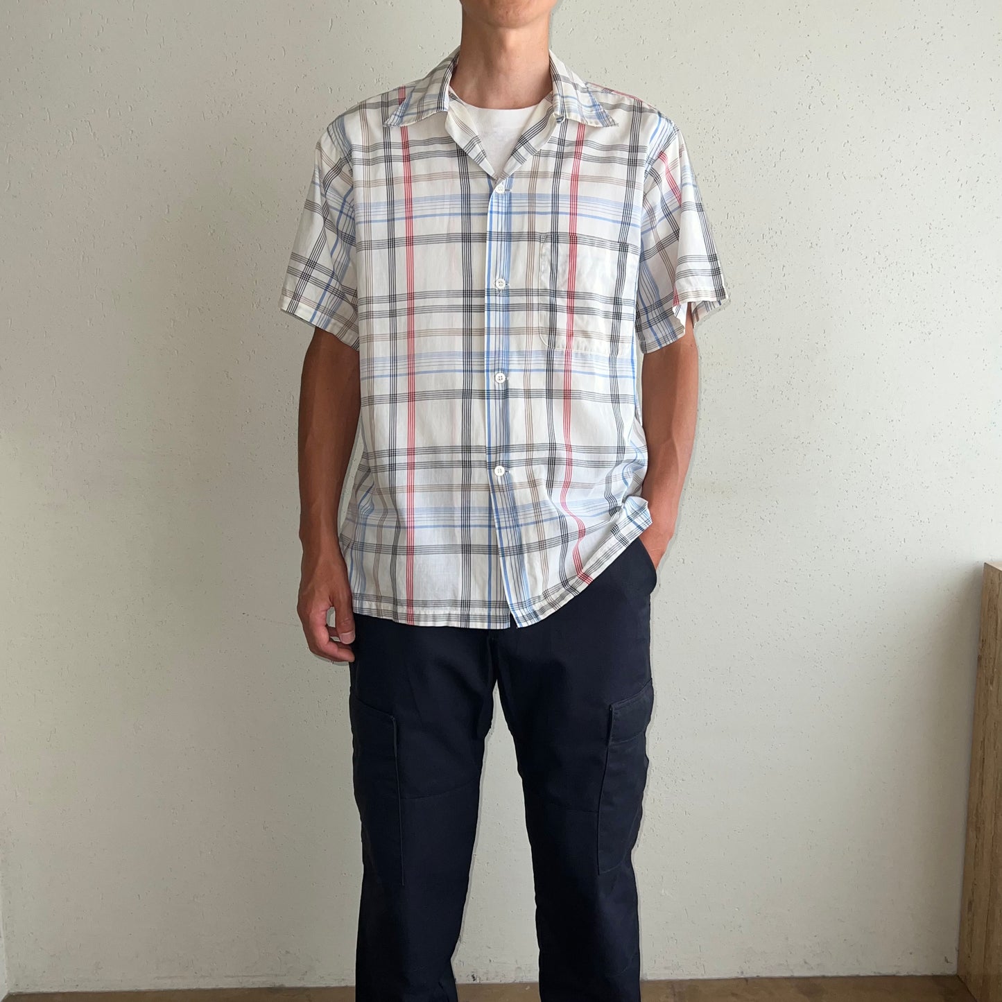 50s "ARROW" Plaid Shirt Made in USA