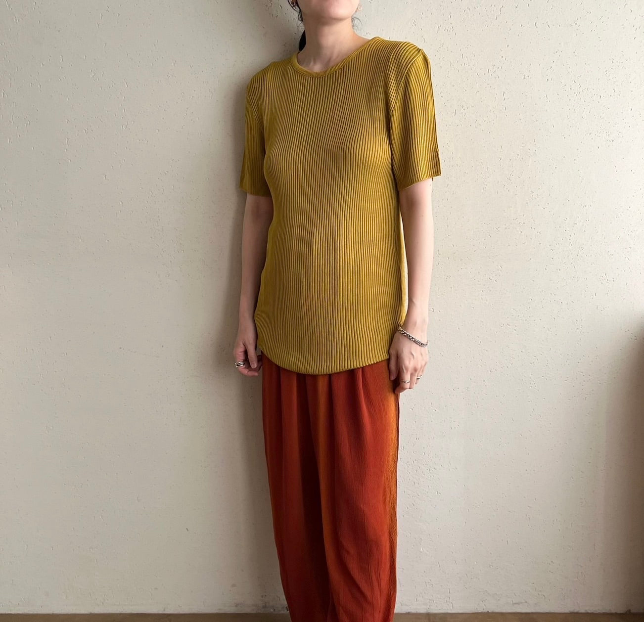 90s Ribbed Long Top Made in USA