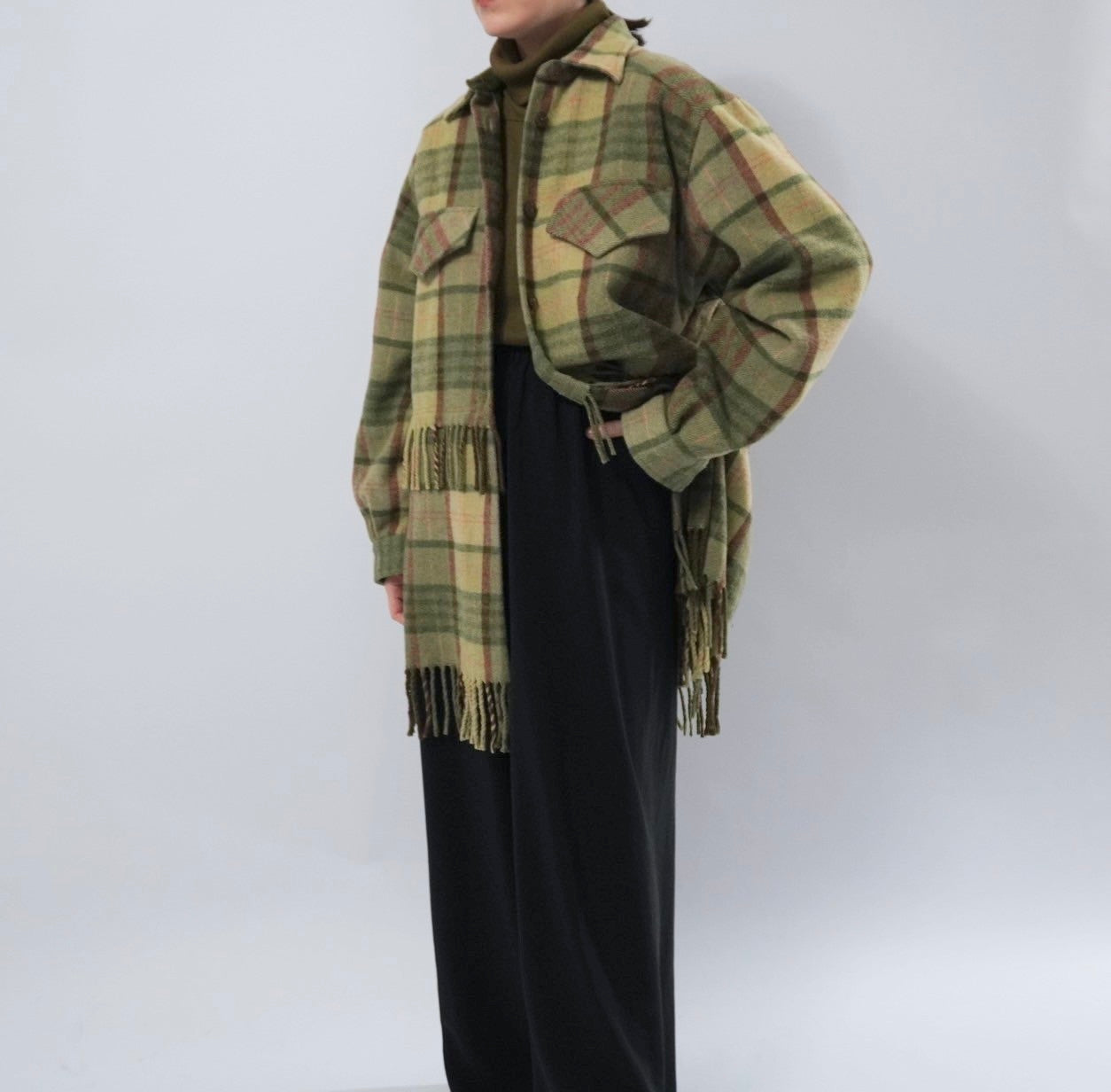 80s Plaid Fringe Design jacket Made in Italy