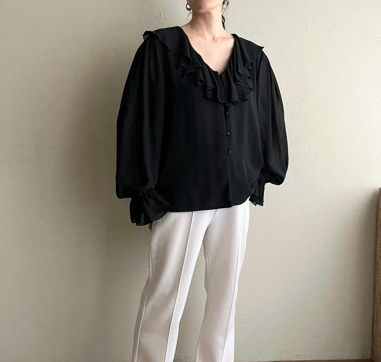 90s Ruffle Blouse Made in USA