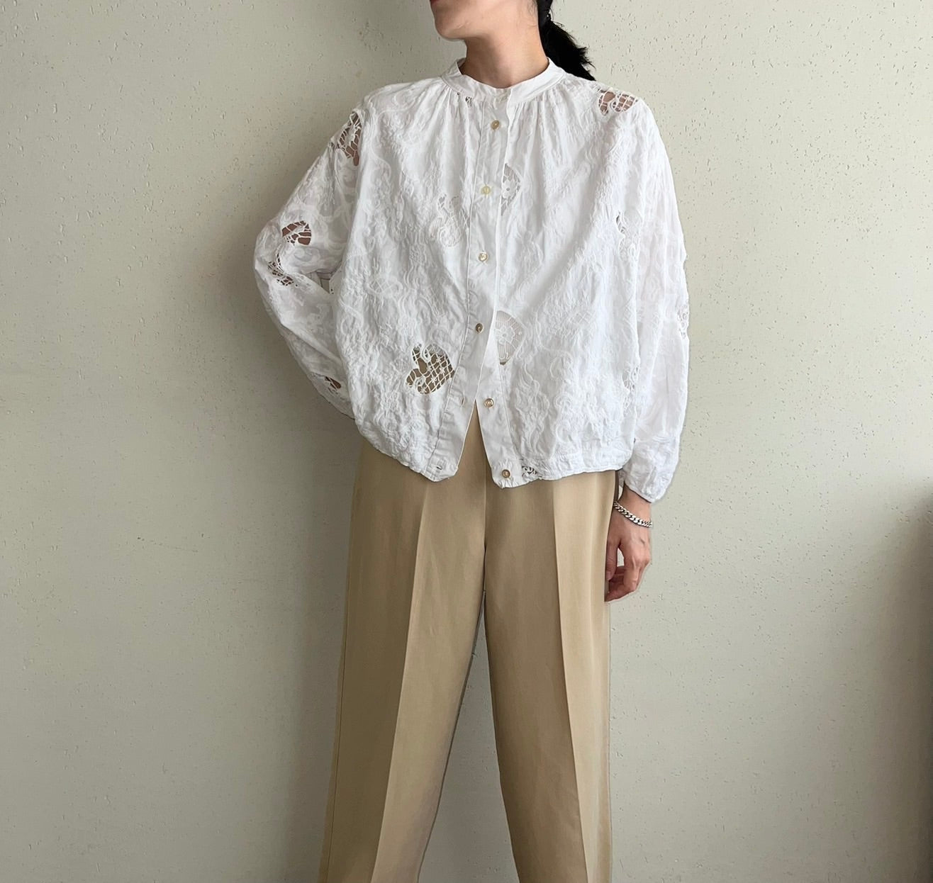 White Cut Lace Blouse