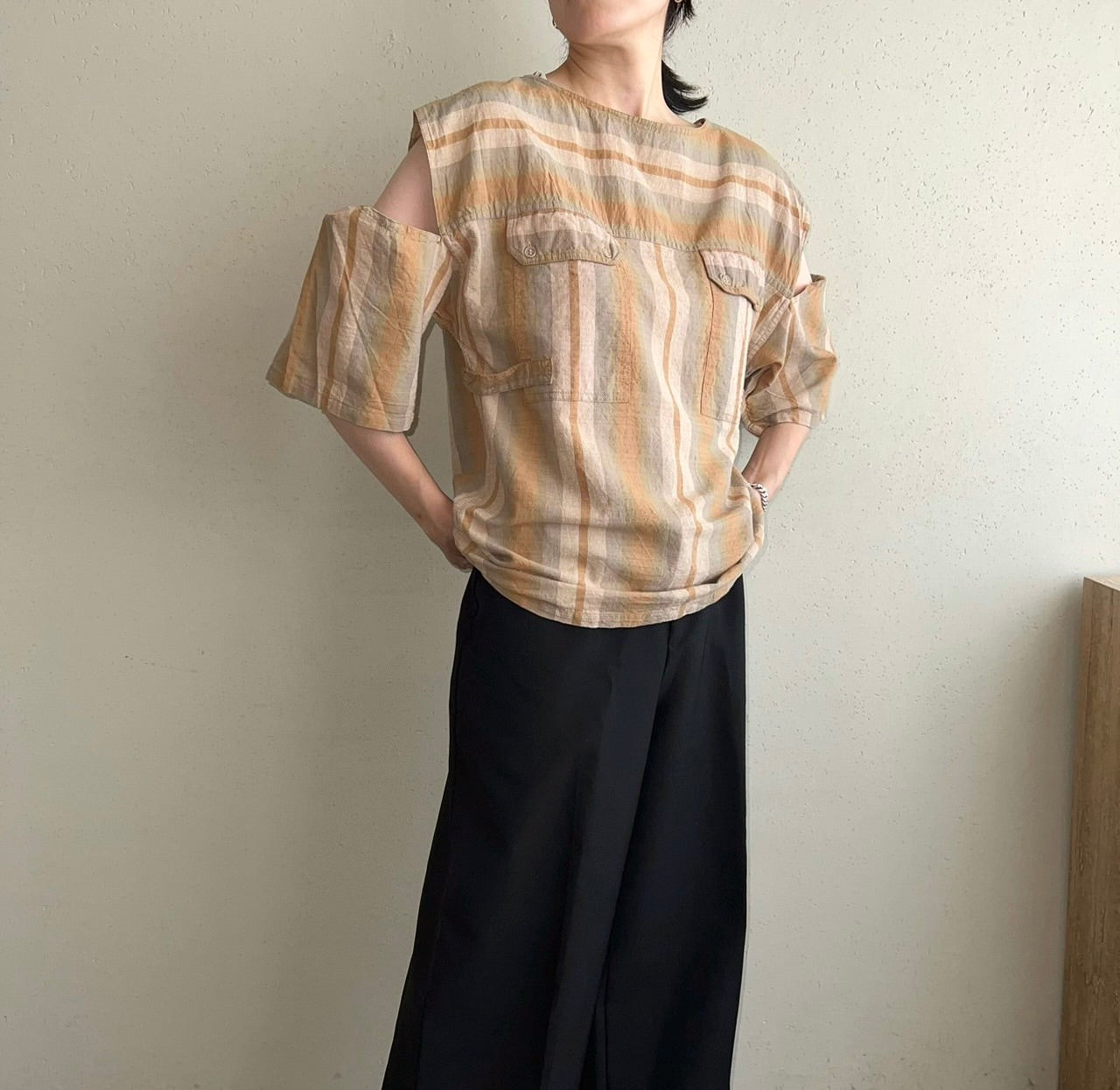 90s EURO Striped Blouse