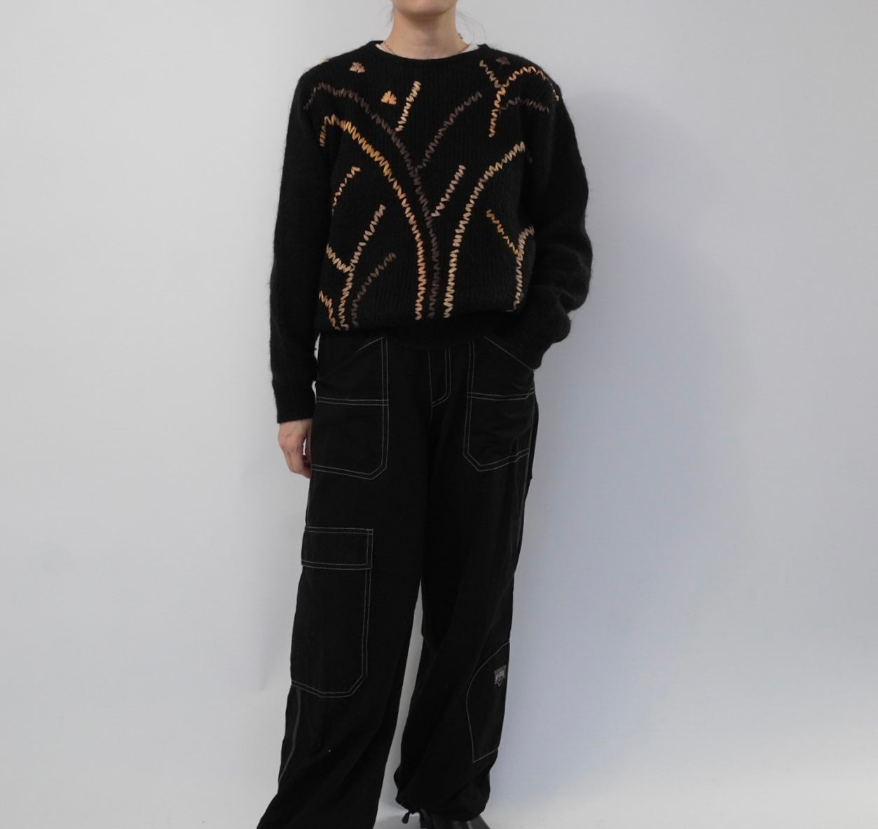 80s EURO Ribbon Design Mohair Knit
