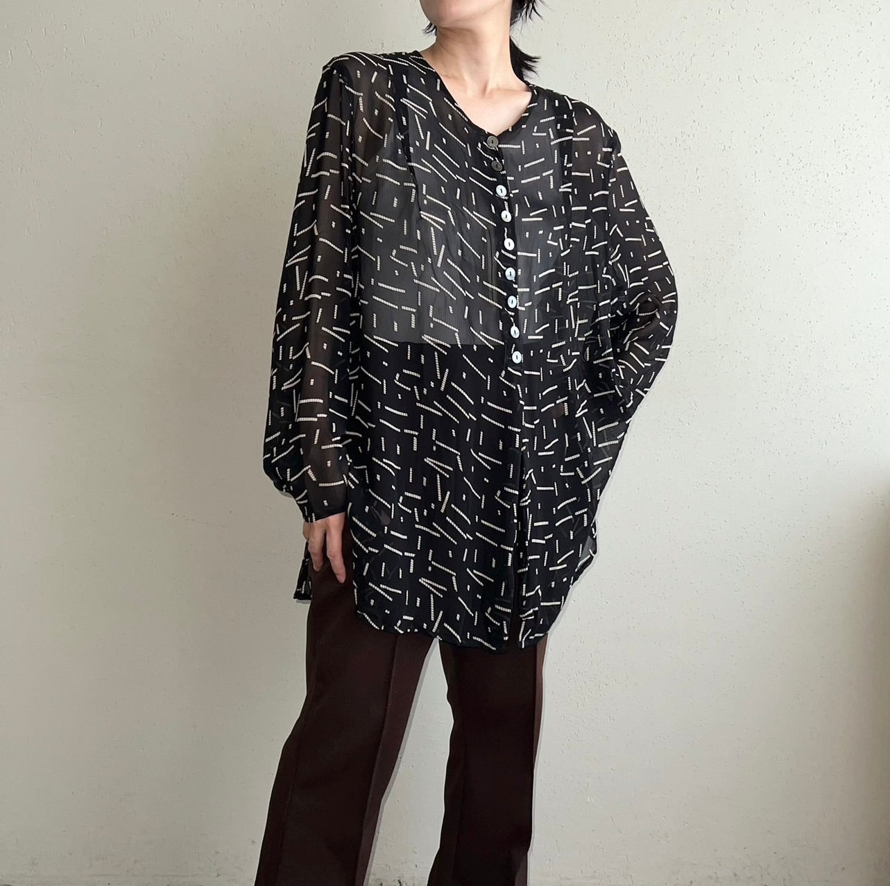 90s EURO Sheer Printed Shirt Dead Stock