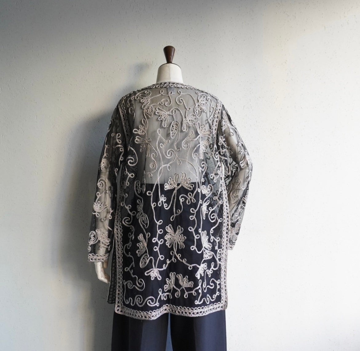 90s Sheer Cord Lace Blouse