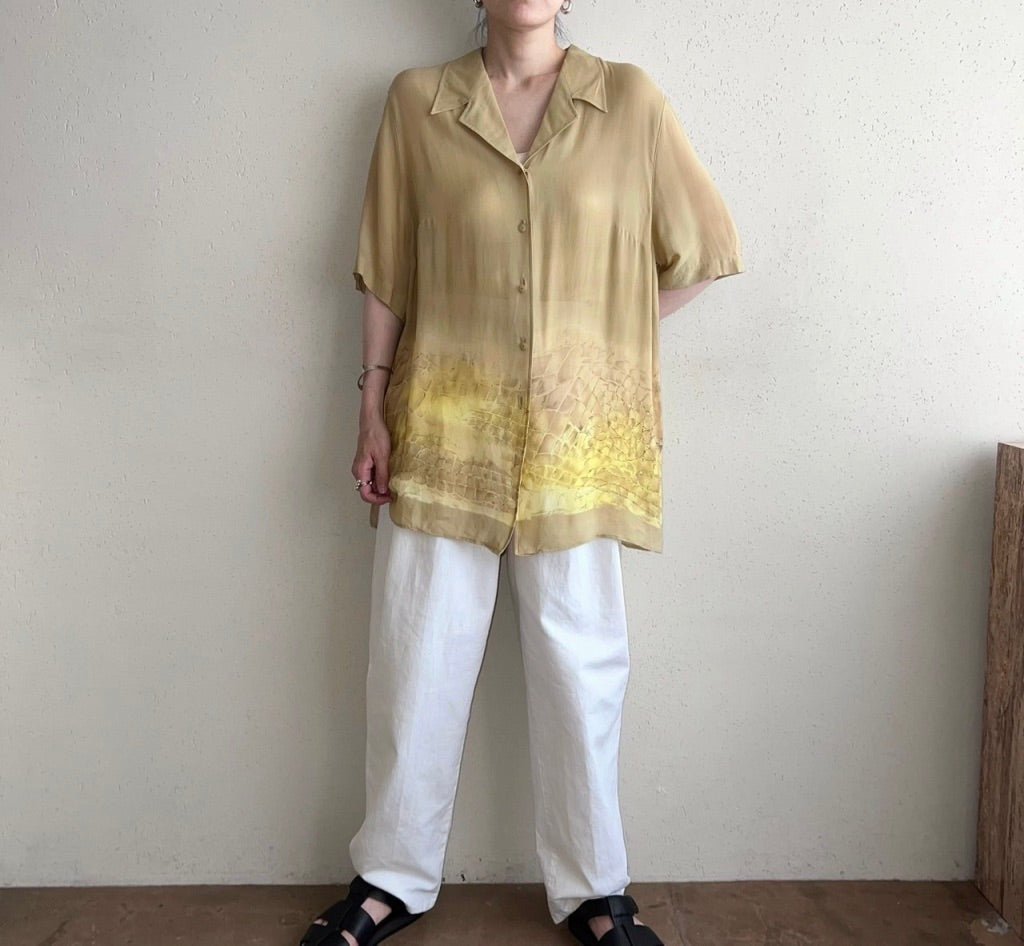90s EURO Sheer Printed Blouse