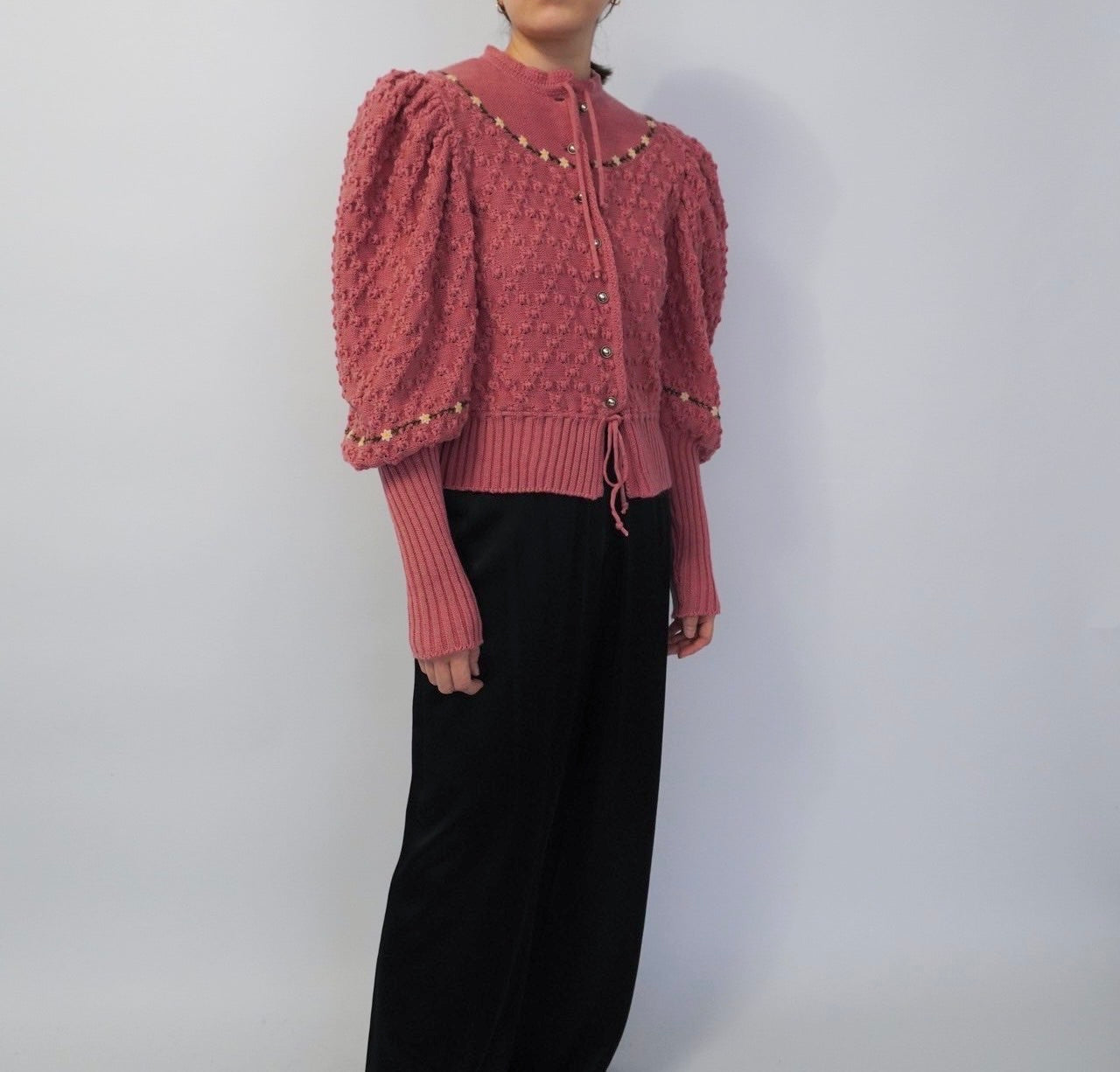 80s Embroidery Knit Cardigan
