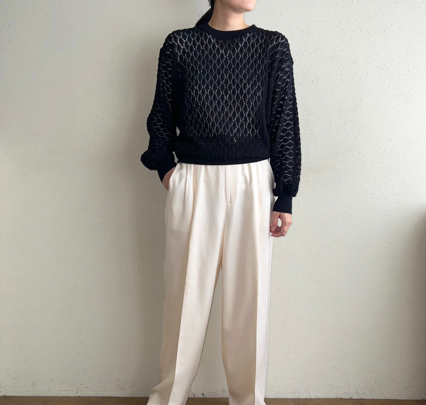 70s Crochet Knit Top Made in USA
