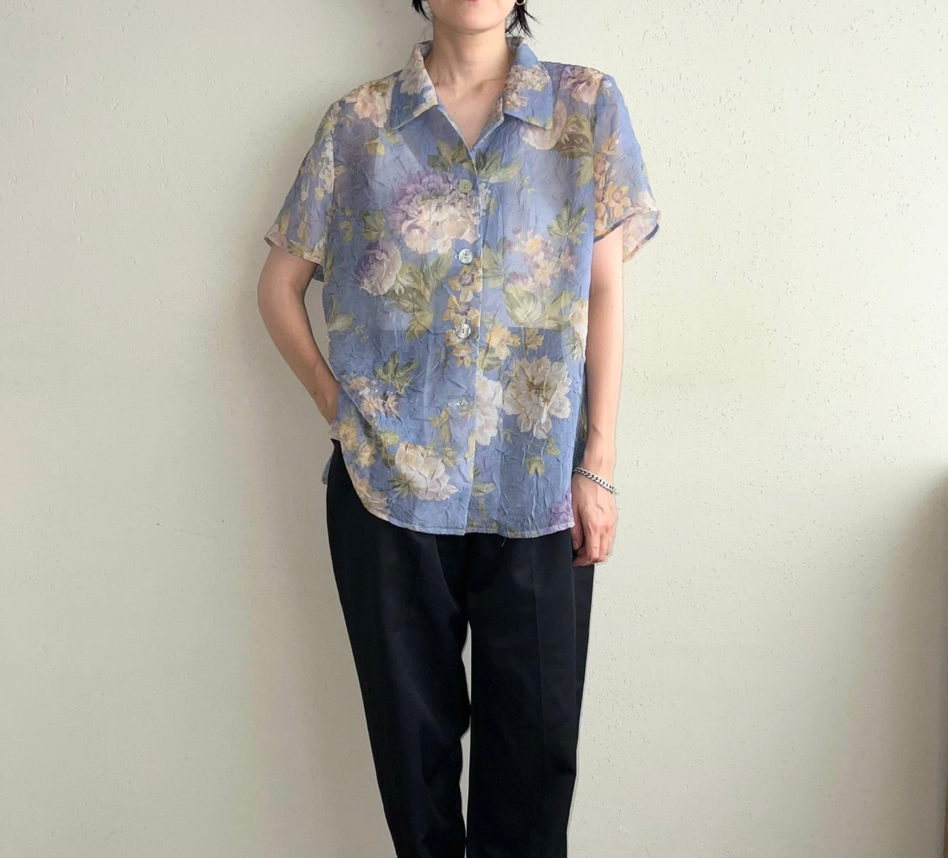 90s Printed Sheer Shirt