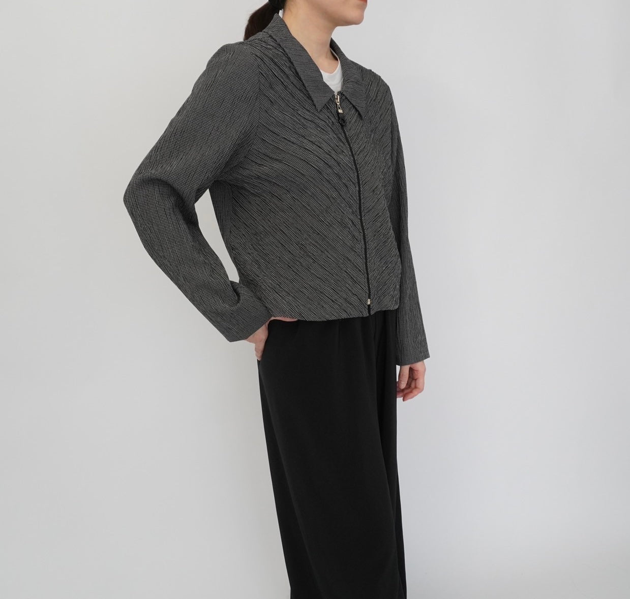 90s Pleat Zip Shirt,Jacket