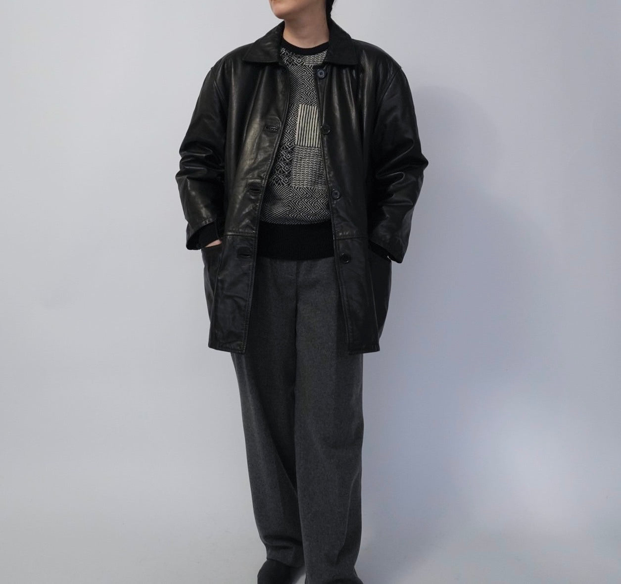 90s Black Leather Jacket Made in Italy