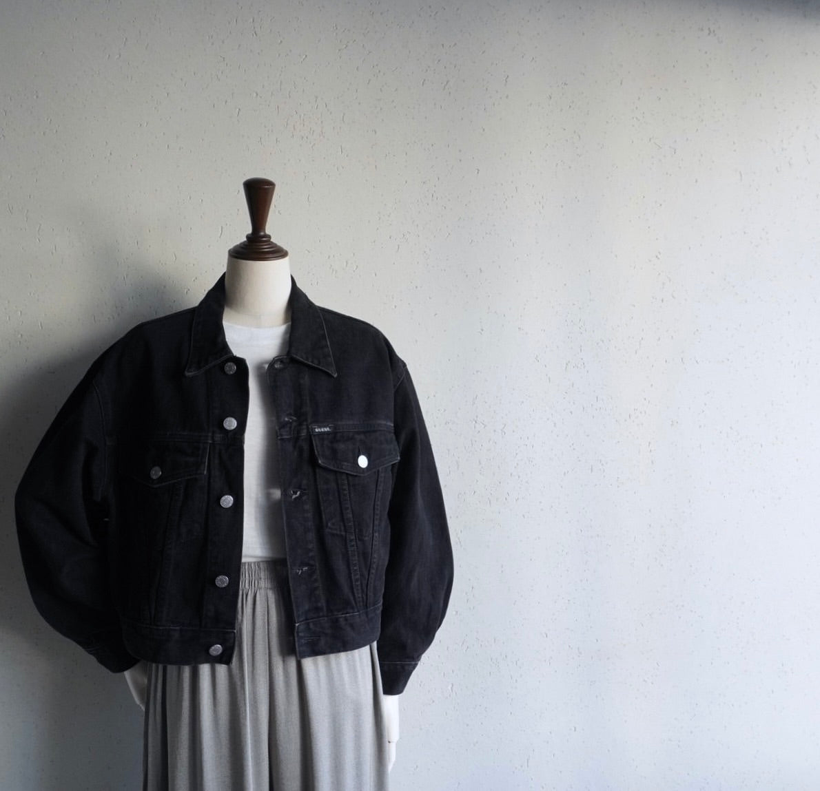 90s "GUESS" Black Denim Jacket Made in USA