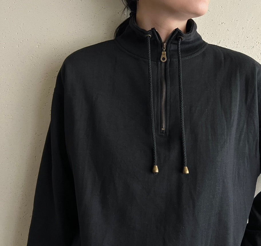 90s Zipped Black Sweater