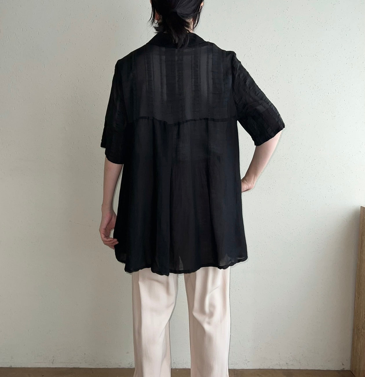 90s Black Sheer Shirt Made in Italy