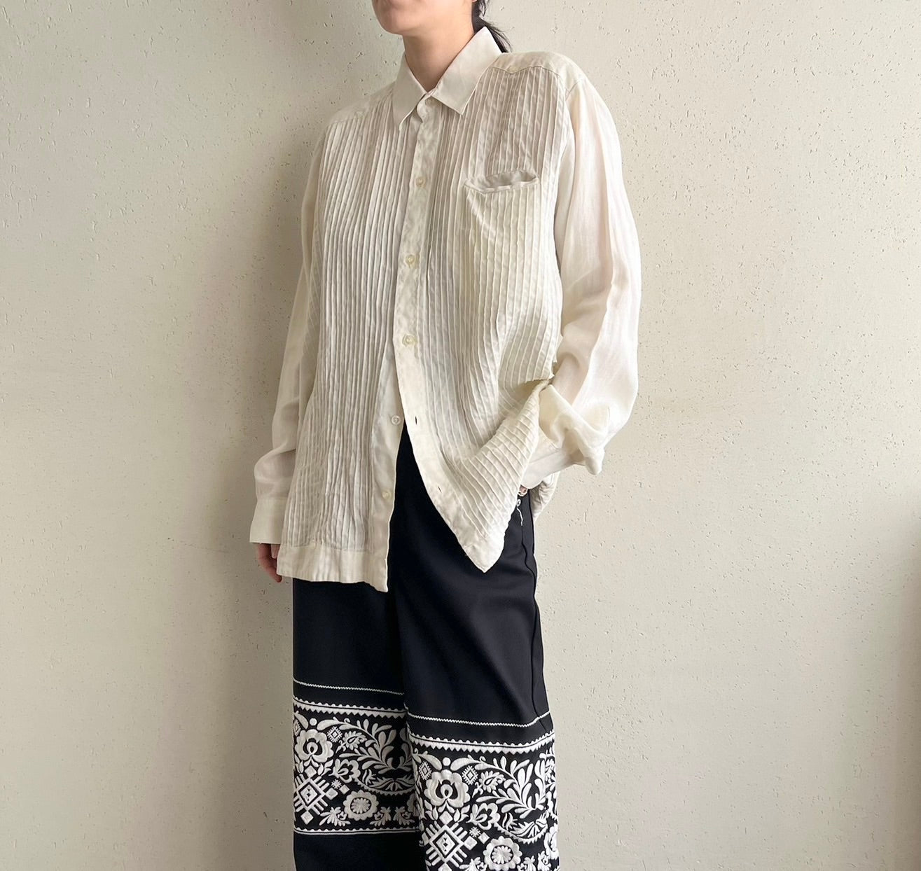 90s Pleated Design Shirt