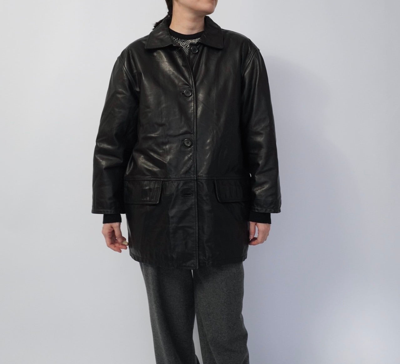 90s Black Leather Jacket Made in Italy